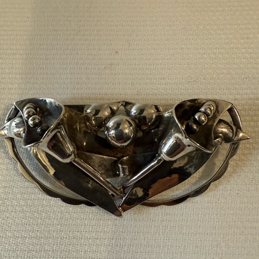 Vintage Sterling Silver Cala Lily Brooch